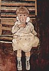 Egon Schiele Sitting child painting
